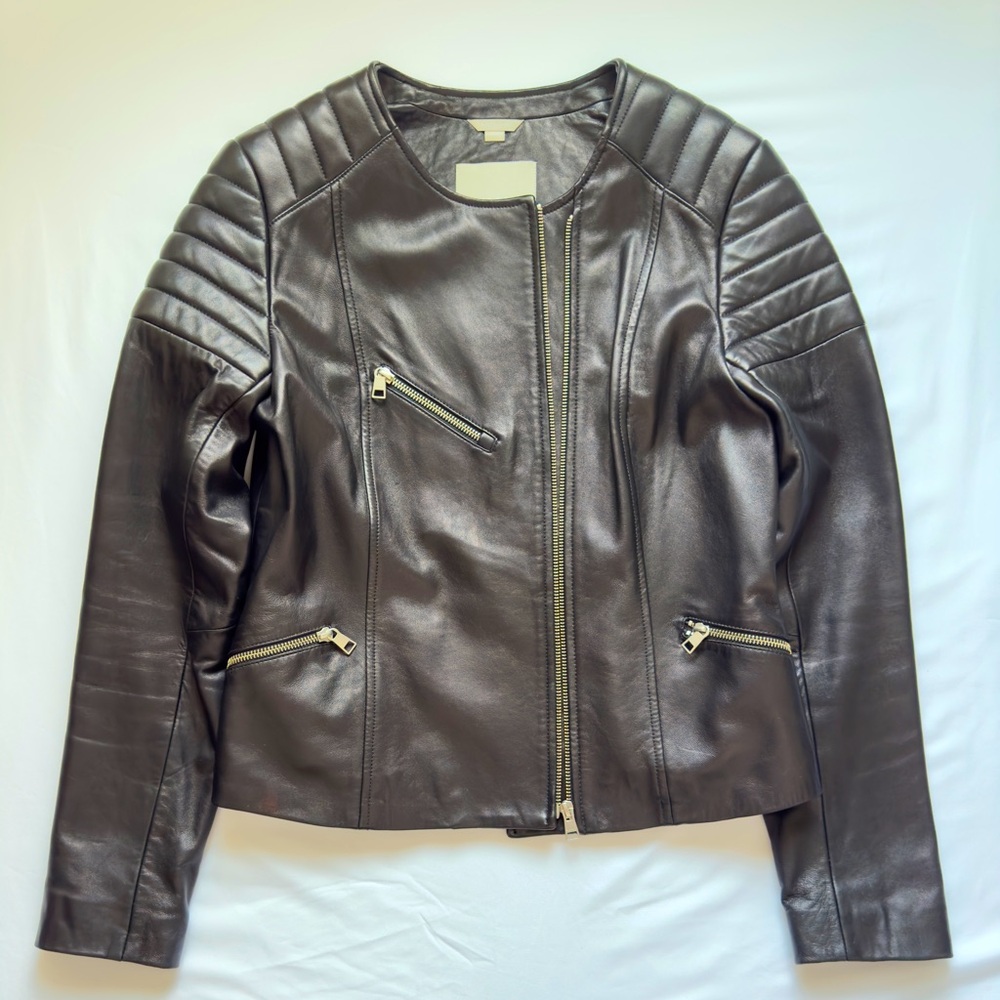 Leather biker jacket